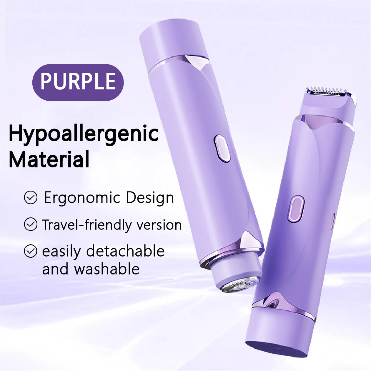 2-in-1 women's shaving tool, waterproof women's razor, razor for sensitive skin, electric razor for ingrown hair prevention