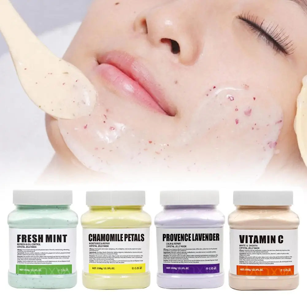 Masque de gelée de cristal de couleur, poudre hydratante, éclaircissante, traitement du visage pour produit de soins de la peau brillant