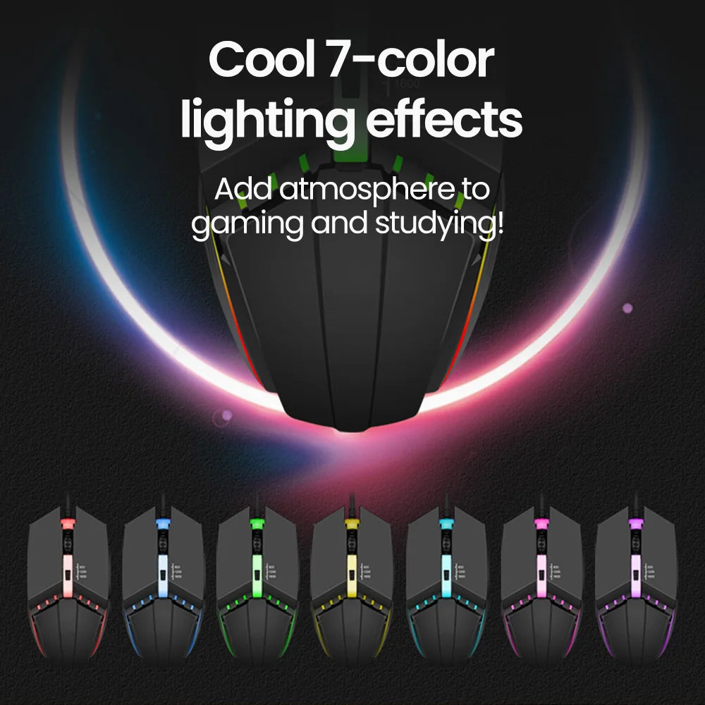 Elough souris filaire muet USB souris de jeu filaire pour ordinateur de bureau ordinateur portable bureau à domicile RGB LED lumineux rétro-éclairé souris jeu