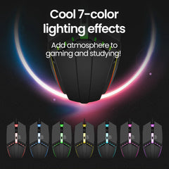 Elough souris filaire muet USB souris de jeu filaire pour ordinateur de bureau ordinateur portable bureau à domicile RGB LED lumineux rétro-éclairé souris jeu