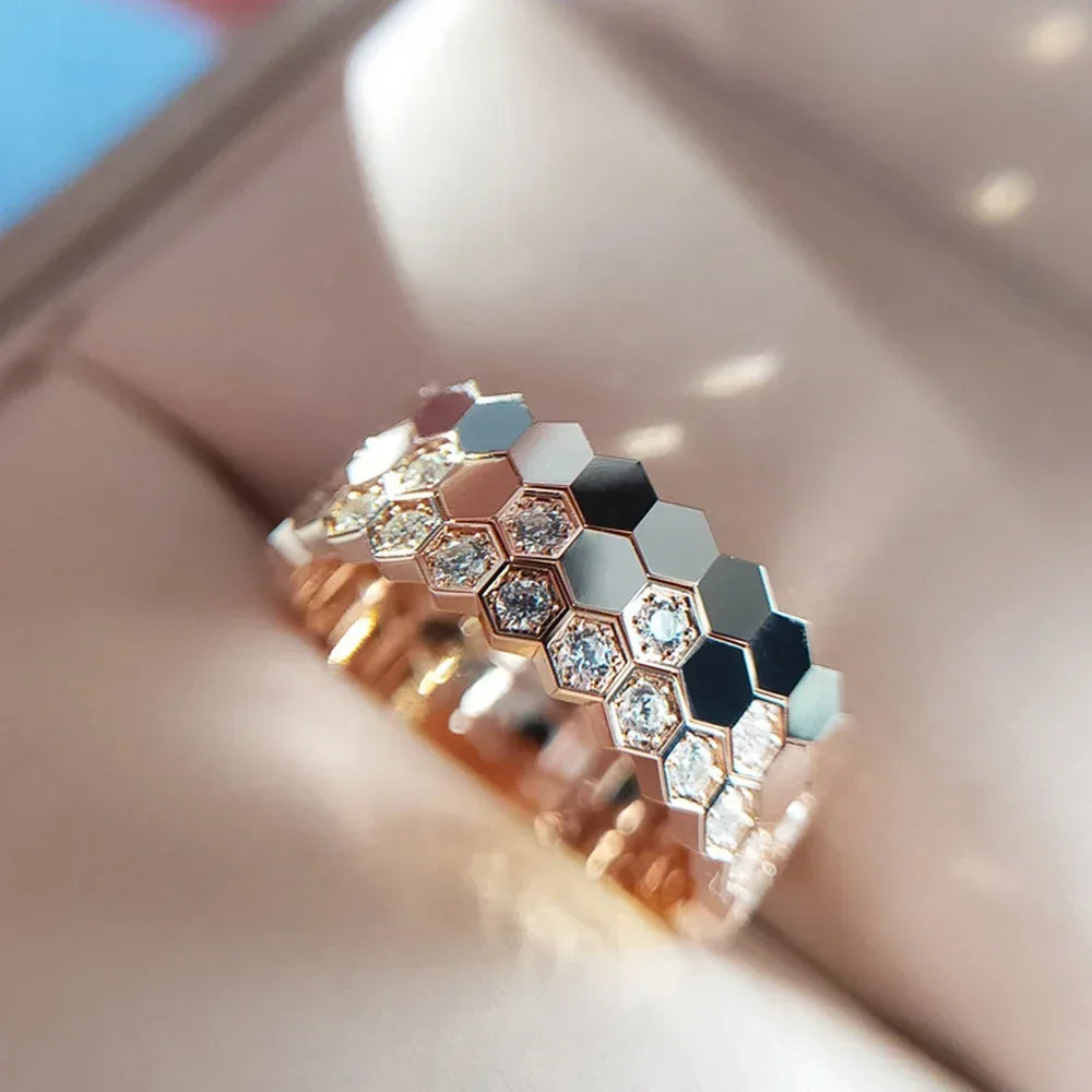 Bagues de fiançailles pour femmes, Design Simple, à la mode, pour mariage, couleur or Rose/argent, bijoux