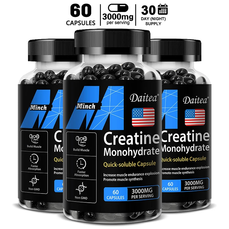 Créatine monohydrate - 3 000 mg par service, créatine pré-entraînement pour aider à construire les muscles, améliorer l'énergie et les performances