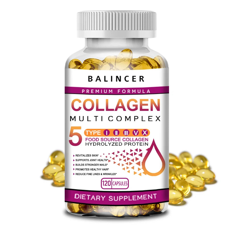 Peptide de collagène multi-cheveux, peau et ongles, supplément de santé digestif et articulaire, collagène hydrolysé, 120 gélules