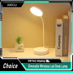 LED Table Lamp, 3 Levels, Dimmable, Wireless, Touch-Sensitive LED Desk Lamp, Night Light, USB Rechargeable Touch Lamp for Bedroom, Study, Office