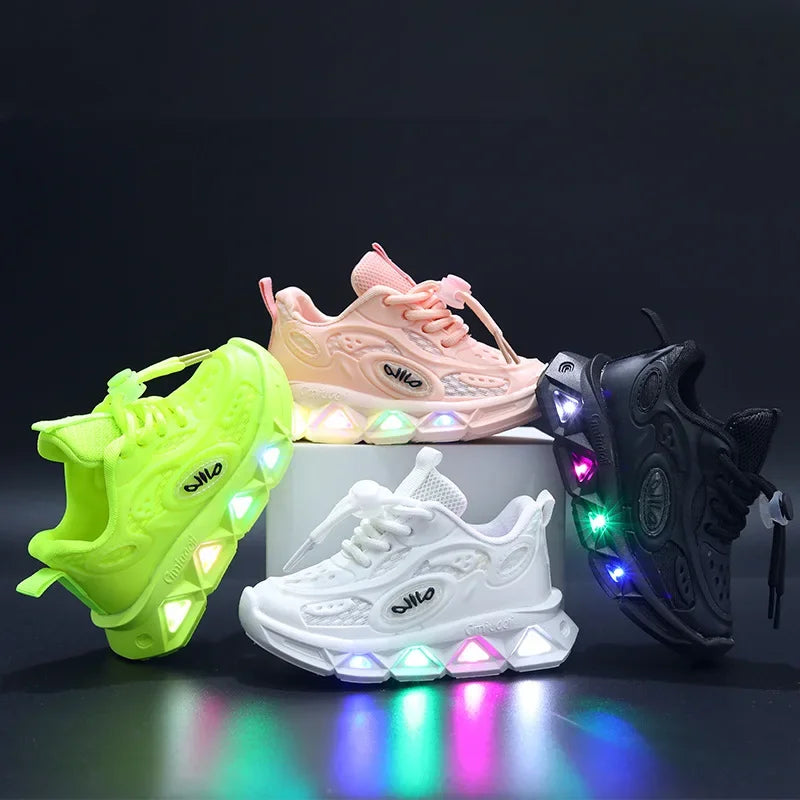 Chaussures pour bébés, baskets lumineuses et maladroites pour garçons et filles, petites et moyennes tailles, à semelles souples, nouvelle collection printemps-automne 2023
