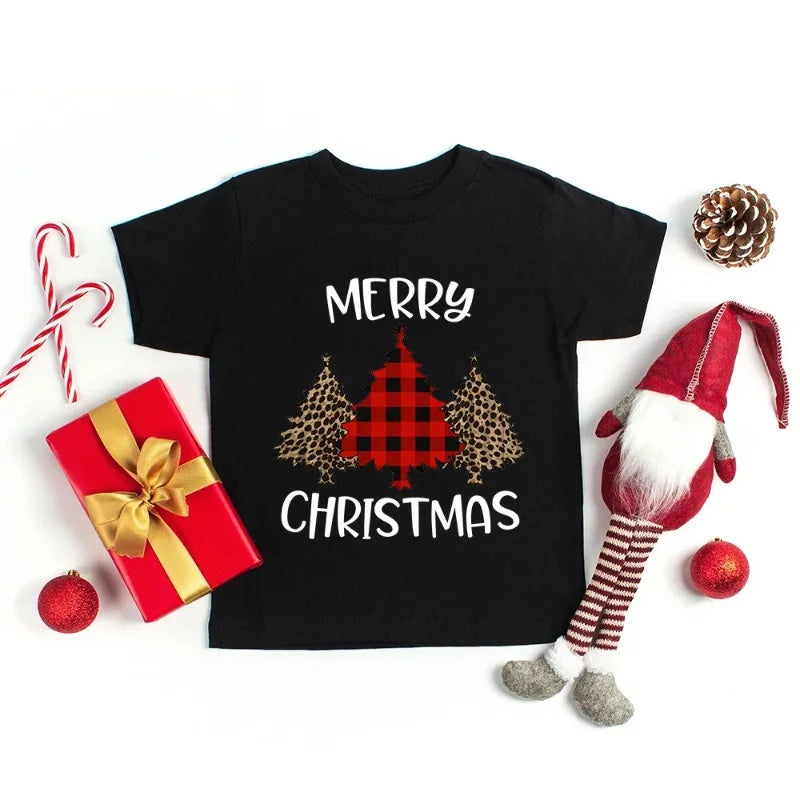 T-shirt imprimé arbre de Noël pour la famille, chemises de Noël, vêtements assortis pour la famille, tenues de vacances, hommes, femmes, enfants
