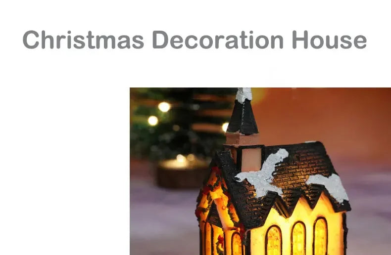 Christmas decoration house LED light durable Christmas ornaments small resin mini house miniature village building for home children gift