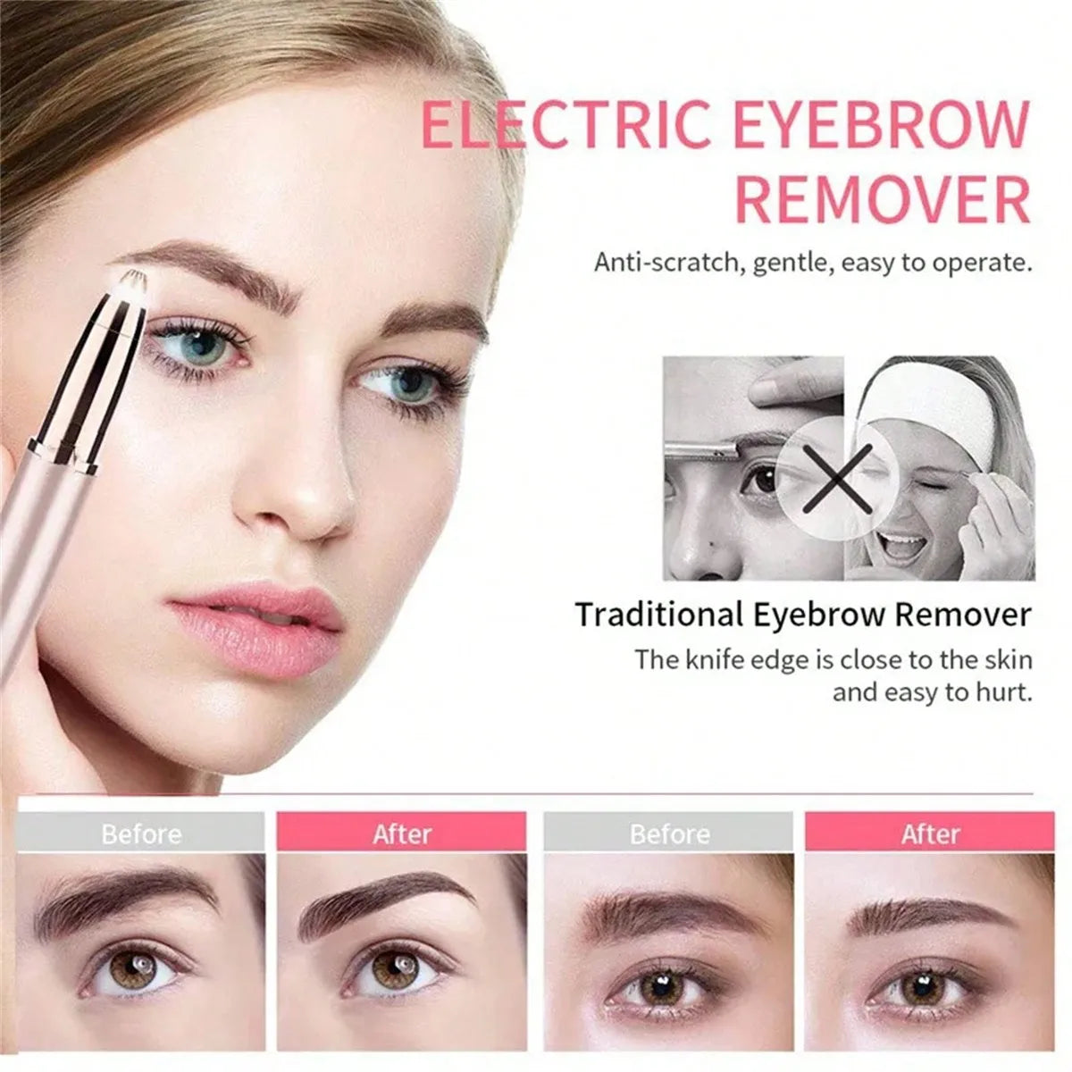 Tondeuse à sourcils électrique pour femmes, crayon façonnant les sourcils, épilateur pour le visage, rasoir automatique, couteau de poche