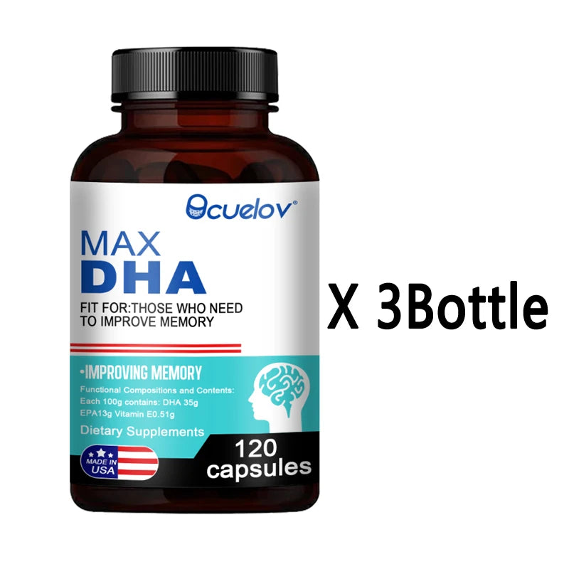 Bcuelov MAX DHA-améliorer la mémoire, protéger la vue, l'intelligence, active les cellules cérébrales, améliore la fatigue cérébrale, complément alimentaire
