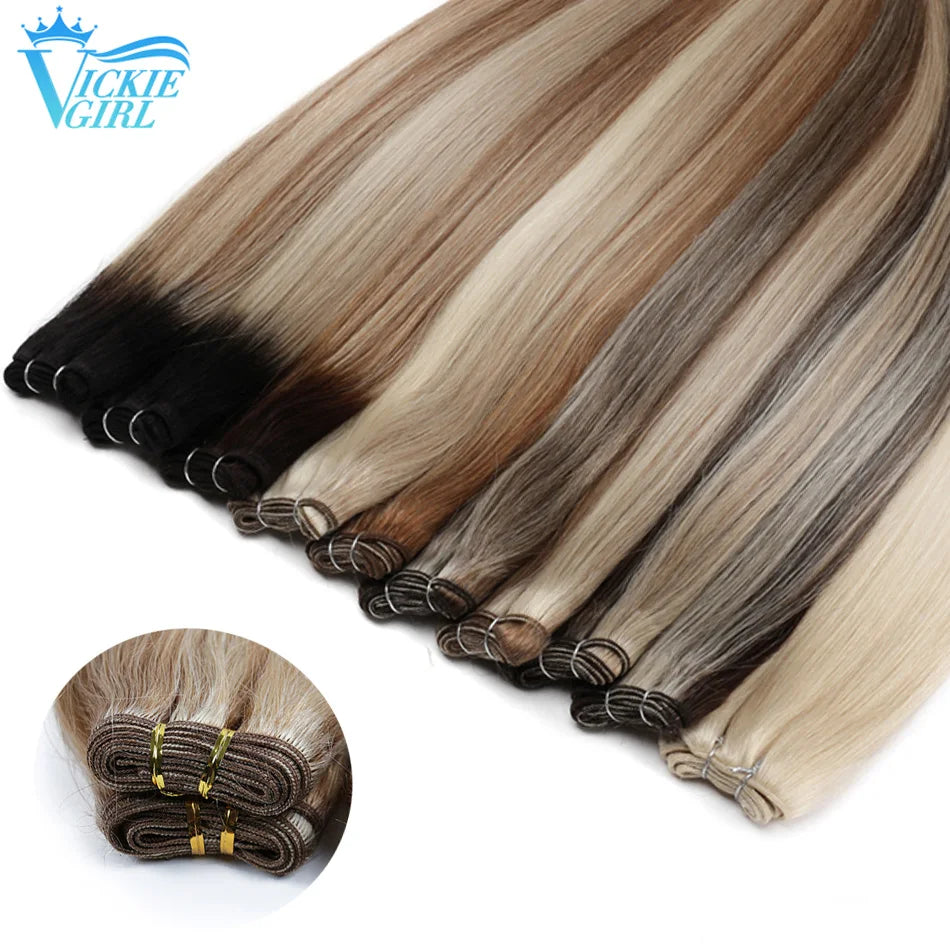 Straight Human Hair Weft Bundles Ombre Blonde Human Hair Extensions 100g/piece 16"-28" Skin Color Remy Straight Double Weft
