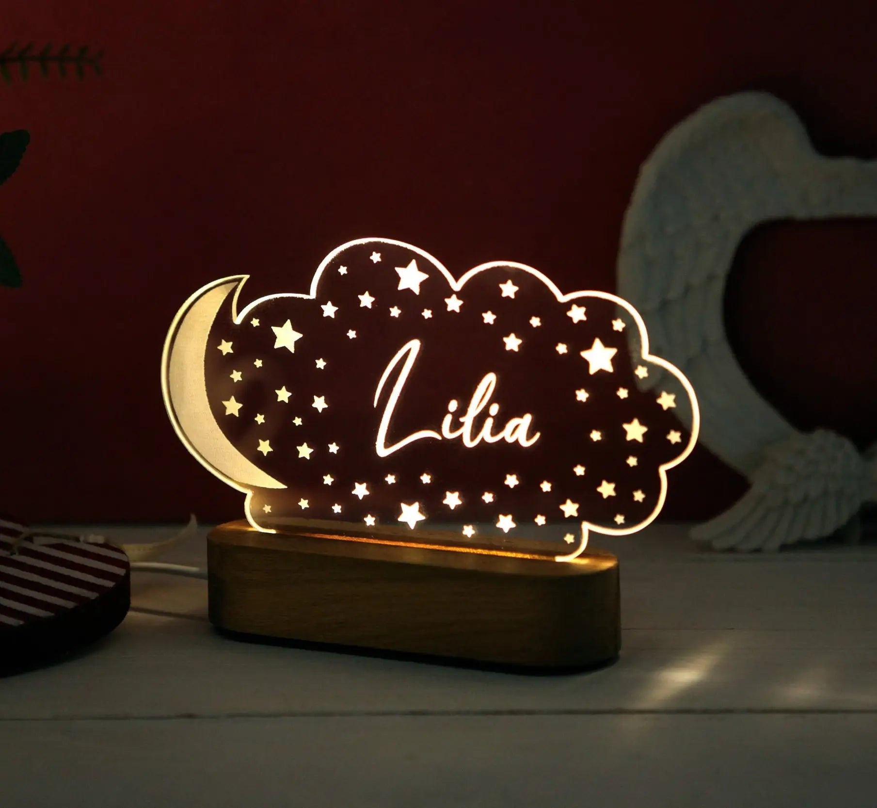 Bébé enfants USB veilleuse personnalisé enfants nom lampe personnalisé pépinière nouveau-né chambre décoration de la maison anniversaire Souvenir cadeau