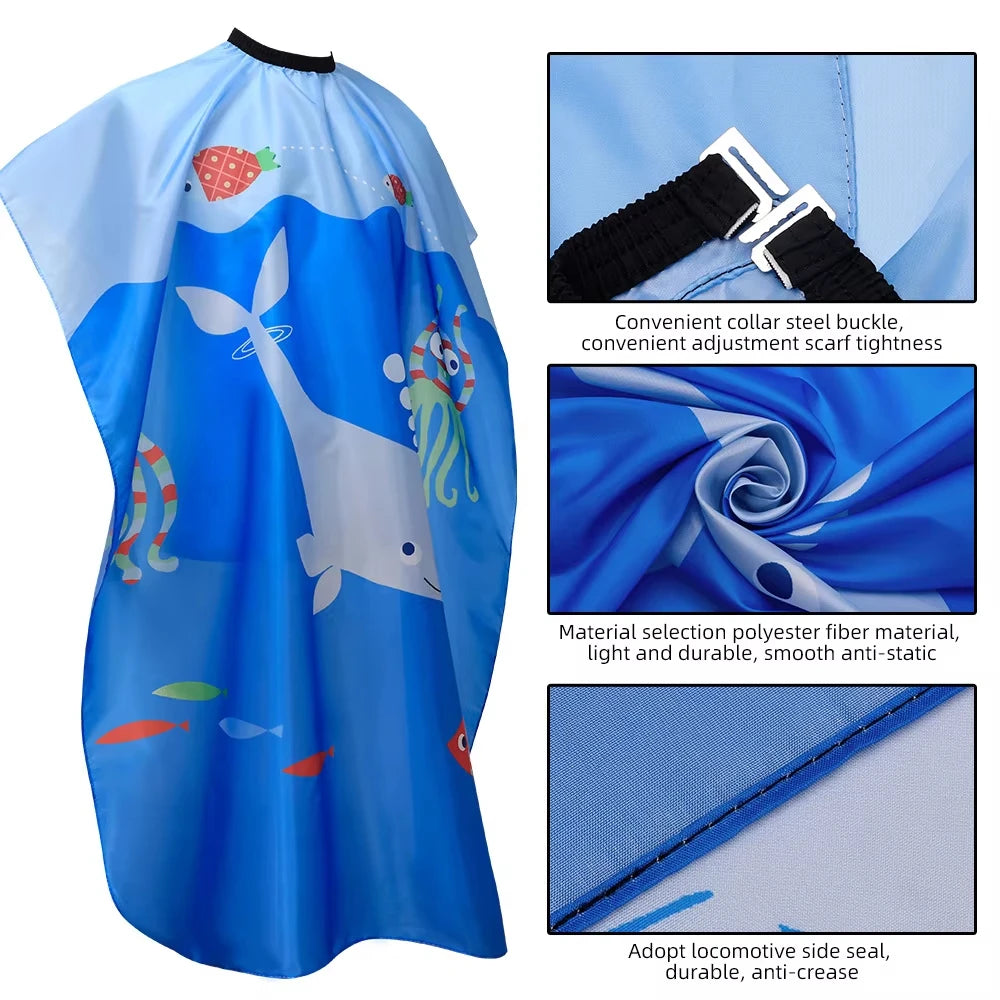 Cape de coiffure pour enfants, dessin animé mignon, robe de coiffure, salon de coiffure, tissu de coiffeur pour enfants