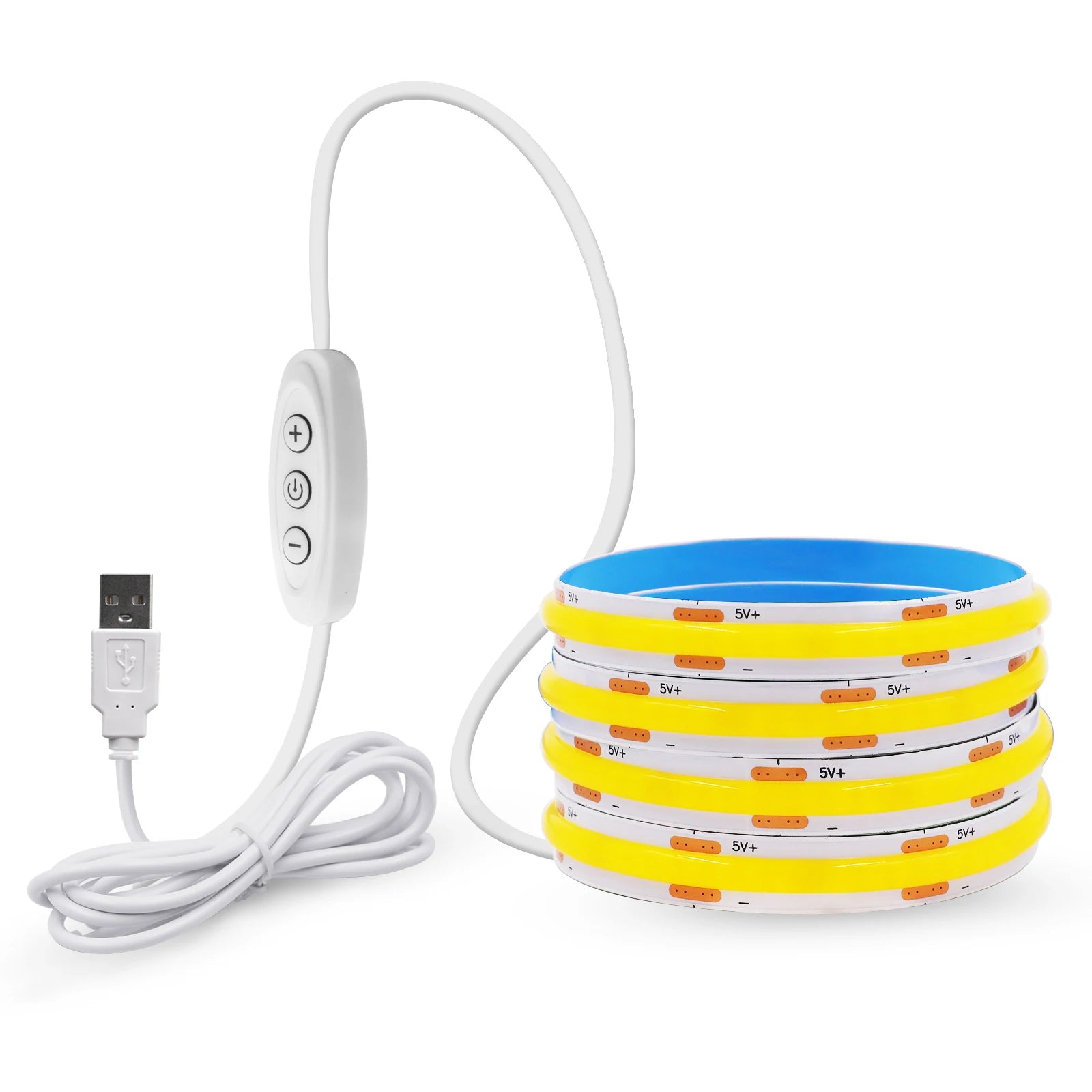 5V USB LED Strip Light, 320 LEDs/M COB, Dimmable Touch Sensor Switch/Push Switch, DIY, TV Mirror, Backlighting, Night Light for Room