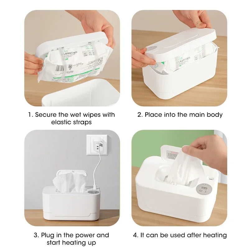 Chauffe-lingettes humides pour bébé, avec affichage LED, distributeur de serviettes humides, Portable, USB, chauffe-lingettes pour bébé, boîte chauffante pour serviettes, maison/voiture