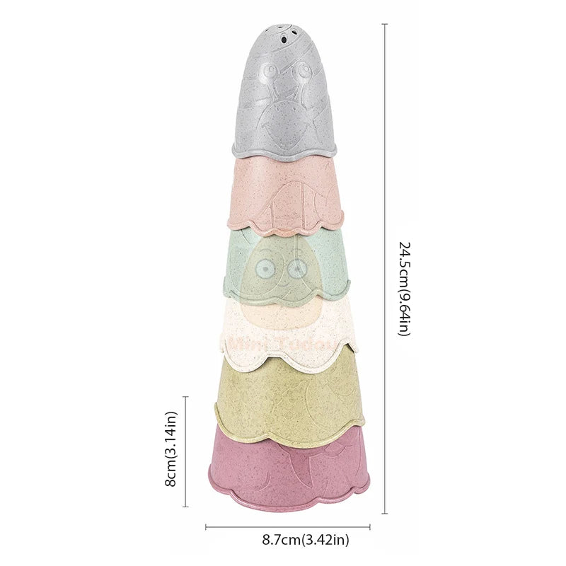 Jouets pour bébé, tasse empilable, dessin animé, apprentissage éducatif précoce, couleur, nidification, tri, bain-douche, jeu d'eau et de sable pour enfants