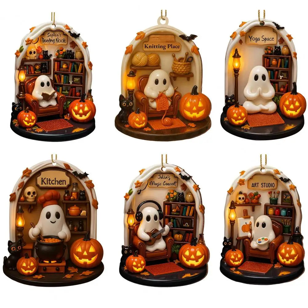 Décorations d'Halloween mignonnes, ornements chauds d'Halloween, ornements fantômes effrayants pour la décoration intérieure de la maison en acrylique pour la lecture