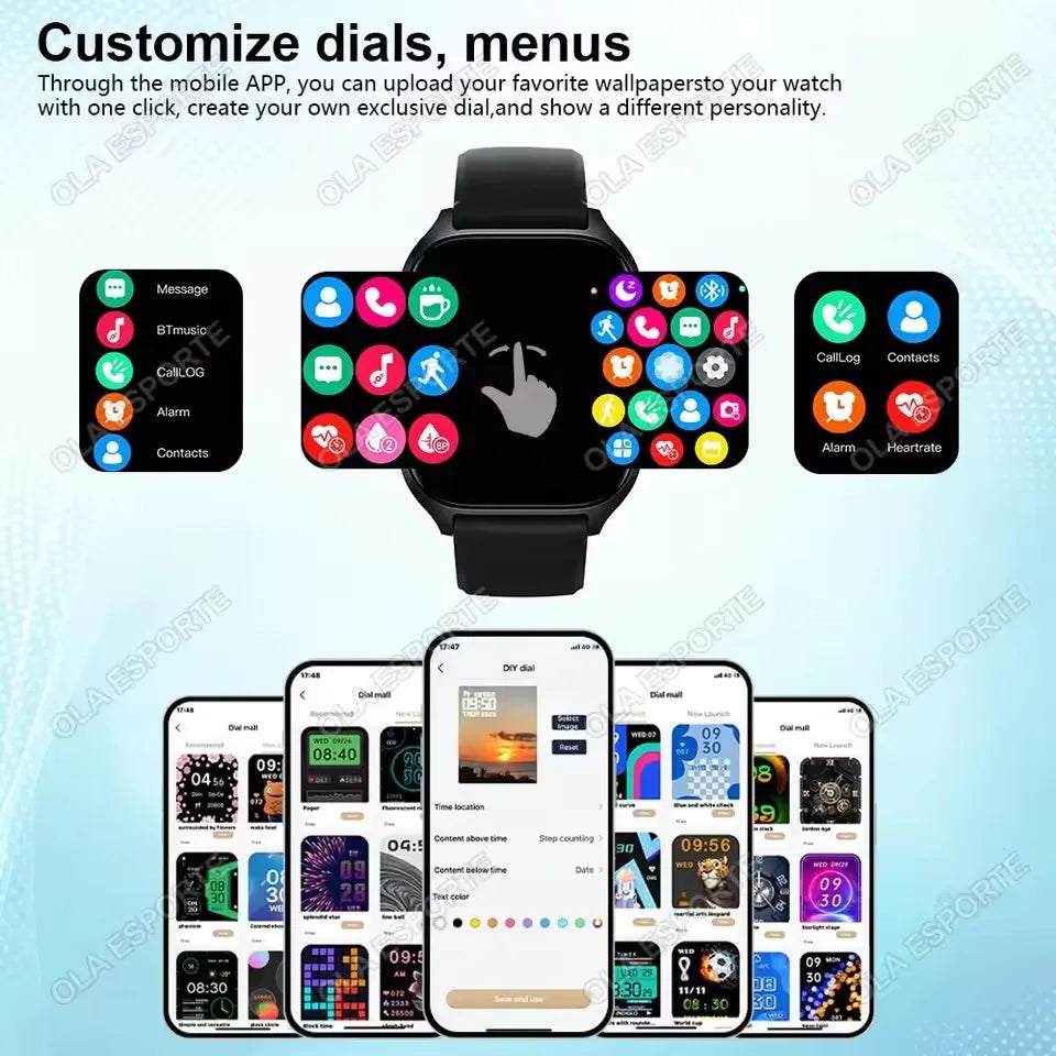 Nouvelle montre intelligente 2.01 pouces HD affichage réponse faire appel Message vue Modes de Sport bricolage cadran prévisions météorologiques pour hommes femmes