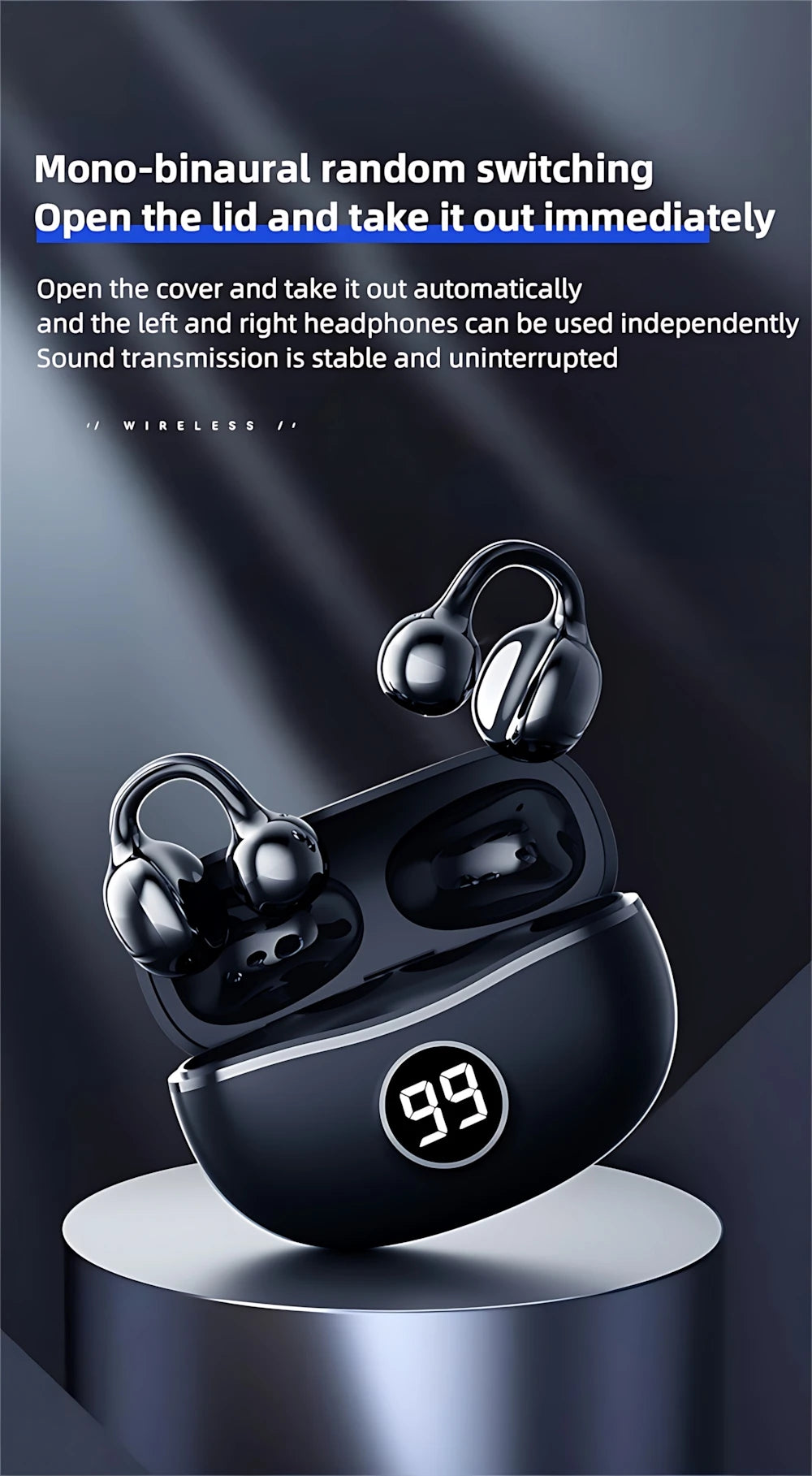 Casque sans fil Fone Bluetooth casque avec micro mains libres suppression du bruit écouteurs Clip oreille musique sport jeu bouchon d'oreille