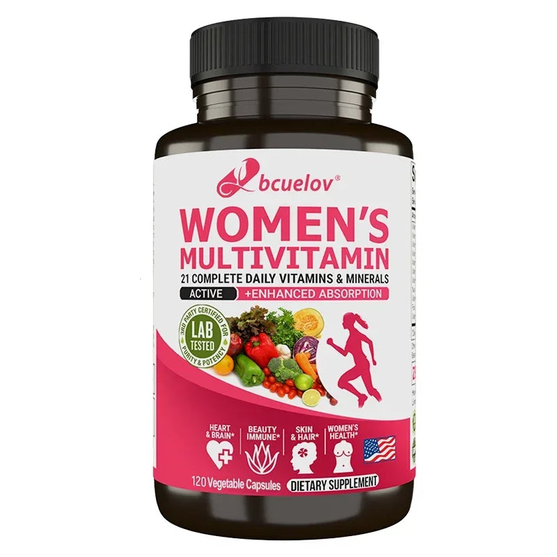 Supplément multivitaminé multiminéral pour femme - Magnésium Biotine Calcium Zinc Sélénium - Soutient les articulations de la peau des ongles