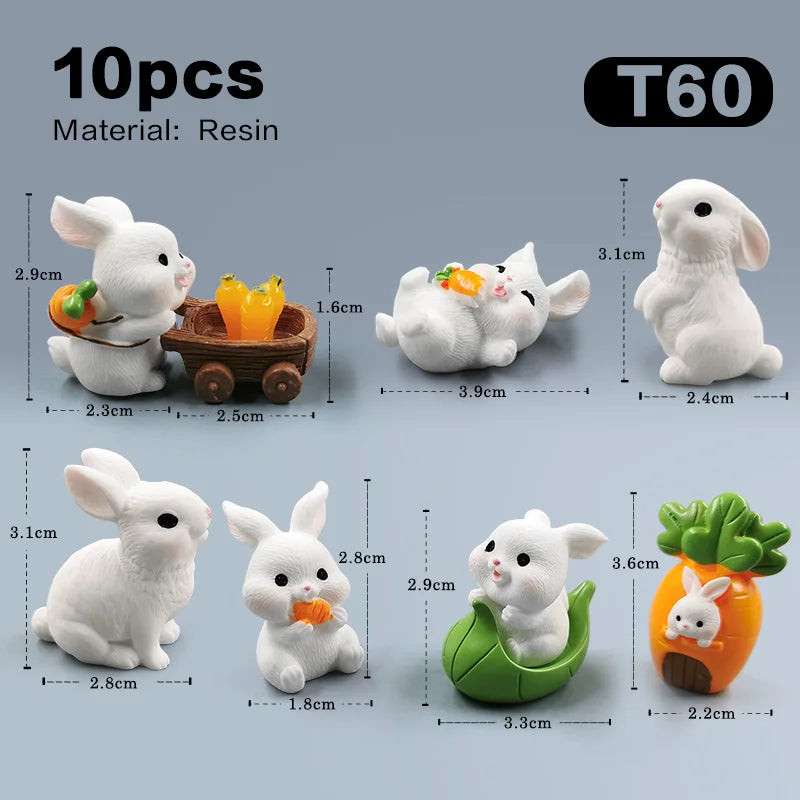 Figurine de lapin de pâques de noël, bricolage, paysage, maison, Kawaii, décor de chambre Miniature, accessoires de décoration de jardin féerique, moderne, 2025