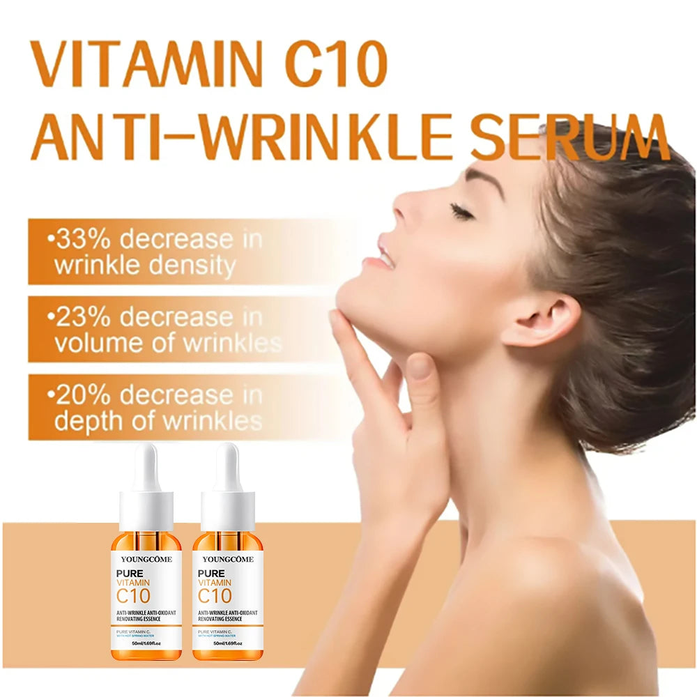 Vitamine C Essence pour le visage acide hyaluronique peau foncée éclaircir sérum estompe les ridules hydratant réparation sérum terne visage soins de la peau