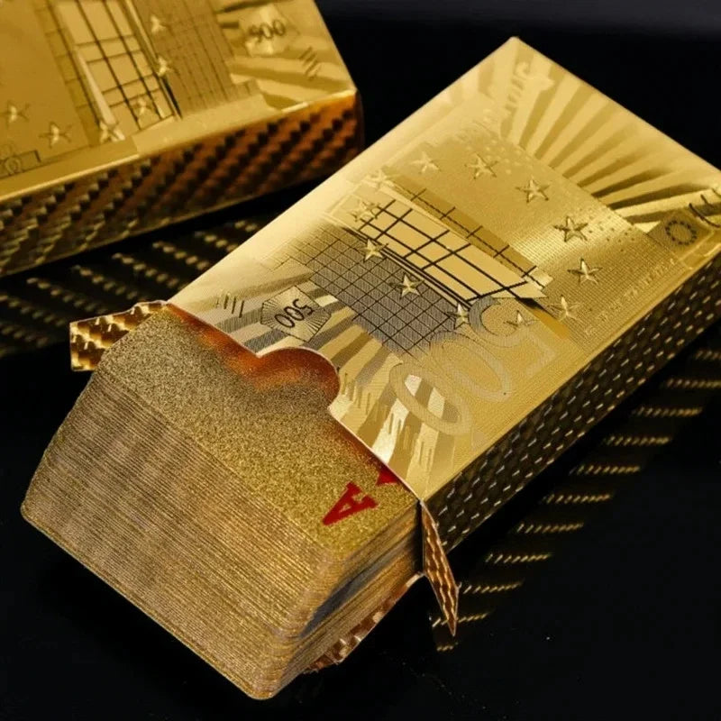 Carte de Poker en feuille d'or cartes à jouer en plastique de Style européen accessoires jeu de cartes étanches outils magiques