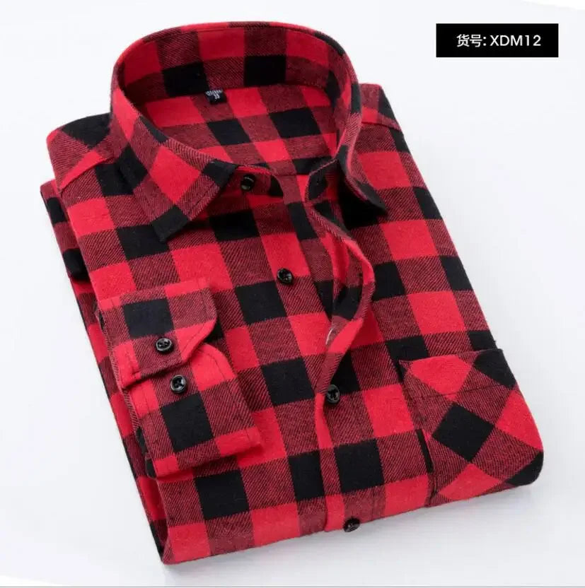 Chemise décontractée en coton à carreaux pour hommes, chemise habillée en glouton, manches longues, coupe couvertes, mode printemps et automne, 2025