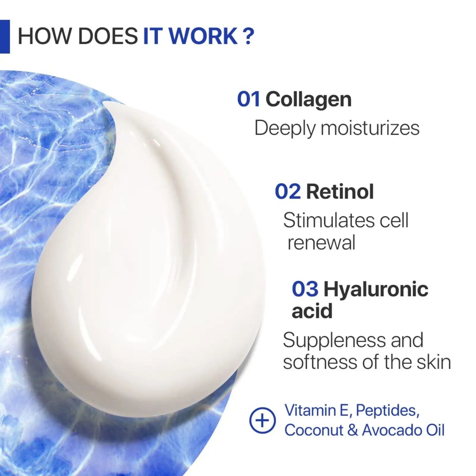 Crème au collagène pour le visage au rétinol et à l'acide hyaluronique, soin de la peau Anti-âge jour et nuit, hydratant pour le visage