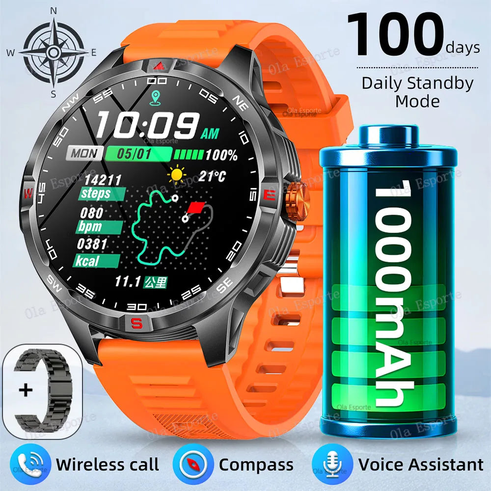 Montre intelligente 2025 boussole étanche surveillance de la santé et du sommeil grande capacité de batterie plus de 100 Modes de Sport hommes femmes Smartwatch en plein air