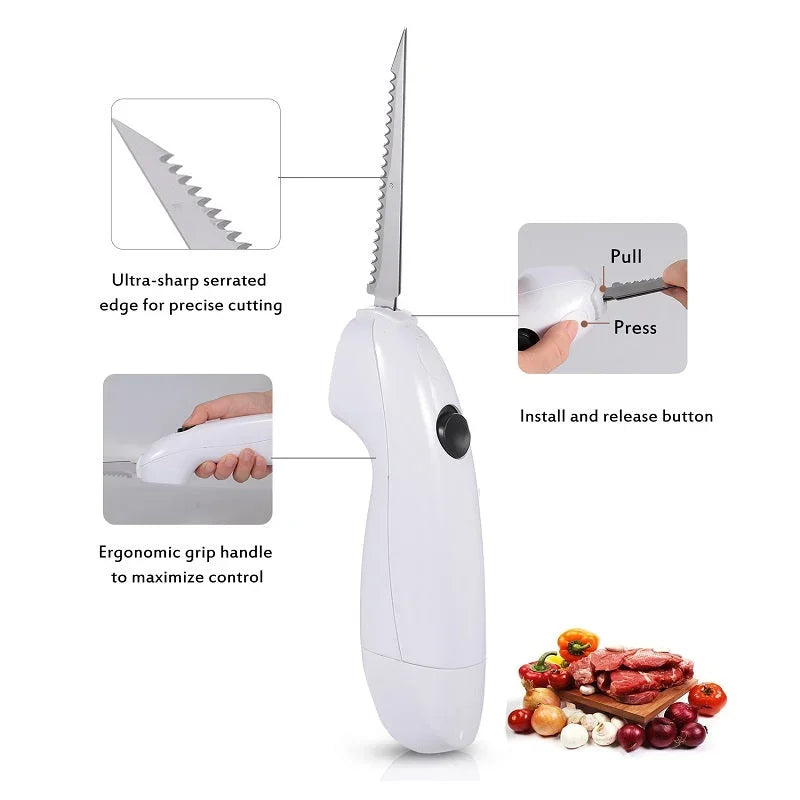 Couteau à steak électrique en acier inoxydable, outil de coupe sans fil, coupe facile, produits ménagers, portable, aste