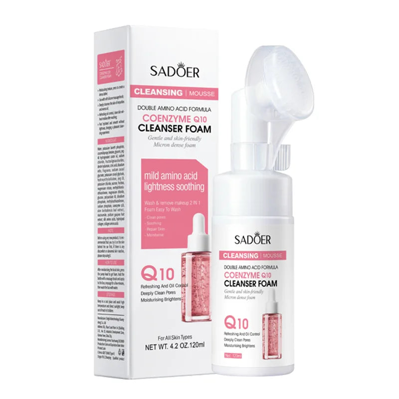 SAODER Q10 vitamine C nettoyant pour le visage mousse de lavage du visage nettoyage du visage Mossee hydratant éclaircissant produits de soins de la peau du visage