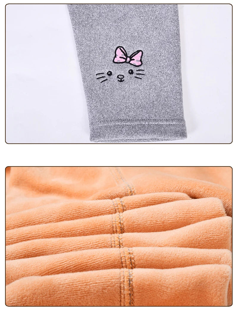 Thick and warm velvet leggings for girls aged 2 to 8 years, tights with a knee-length hem, for children, autumn and winter