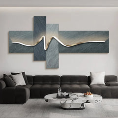 Chambre principale salon géométrique bureau décor peinture avec lumières luxe canapé TV fond mur suspendu photo chambre lits