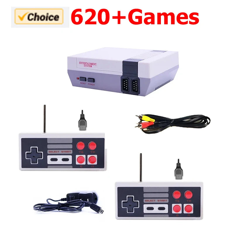 Retro game console, Mini classic video game system, 620 built-in AV games, 8-bit NES FC TV console, gift for adults and children