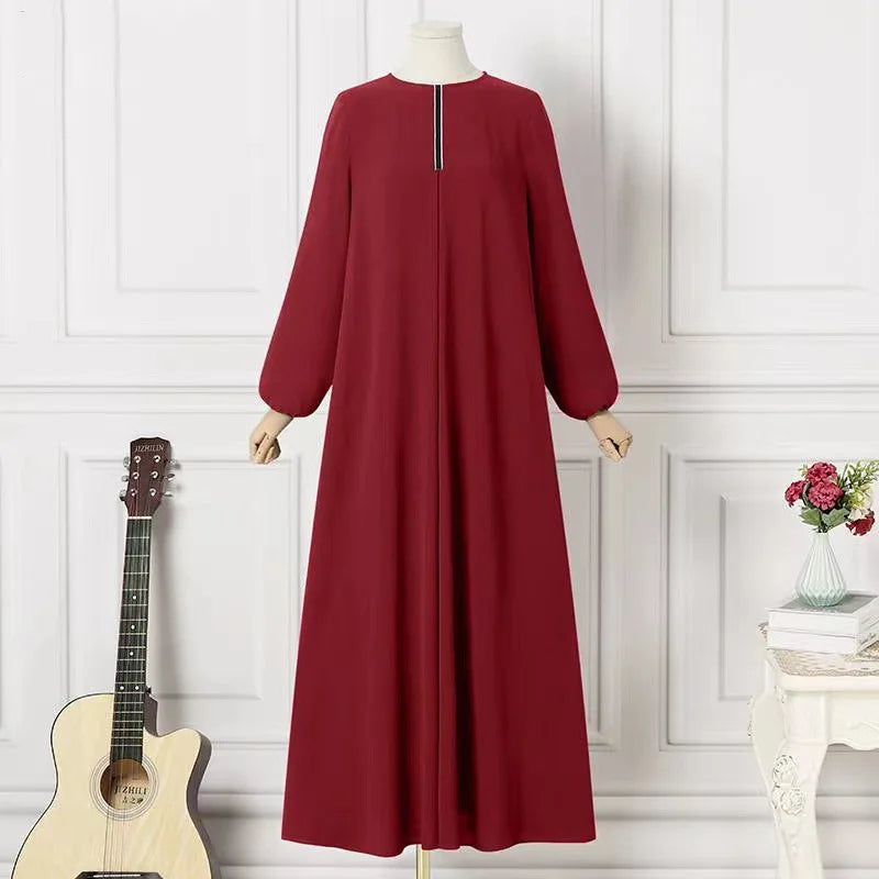 Robe Longue pour Femme Musulmane, Vêtement Éducatif, Eid Abaya, Dubaï, Arabie Saoudite, Maroc, Jalabiya, Ramadan, Couleur Unie, Islam Modeste