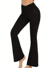 TUNIControl-Leggings évasés croisés pour femmes, pantalons de yoga, bas à cloche, taille haute, V, Bootcut