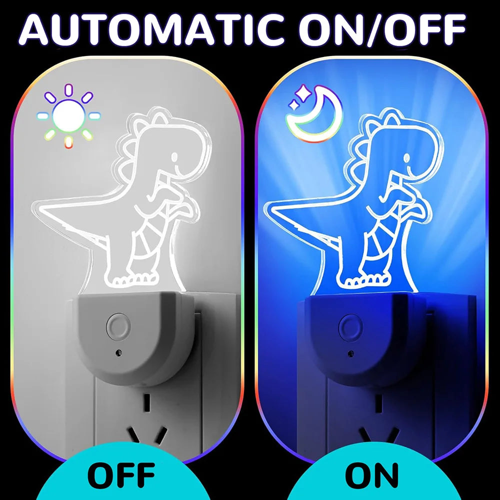 Veilleuses à brancher dans le mur, veilleuse à couleur changeante pour enfants, veilleuse LED RGB avec capteur du crépuscule à l'aube pour chambre d'enfants