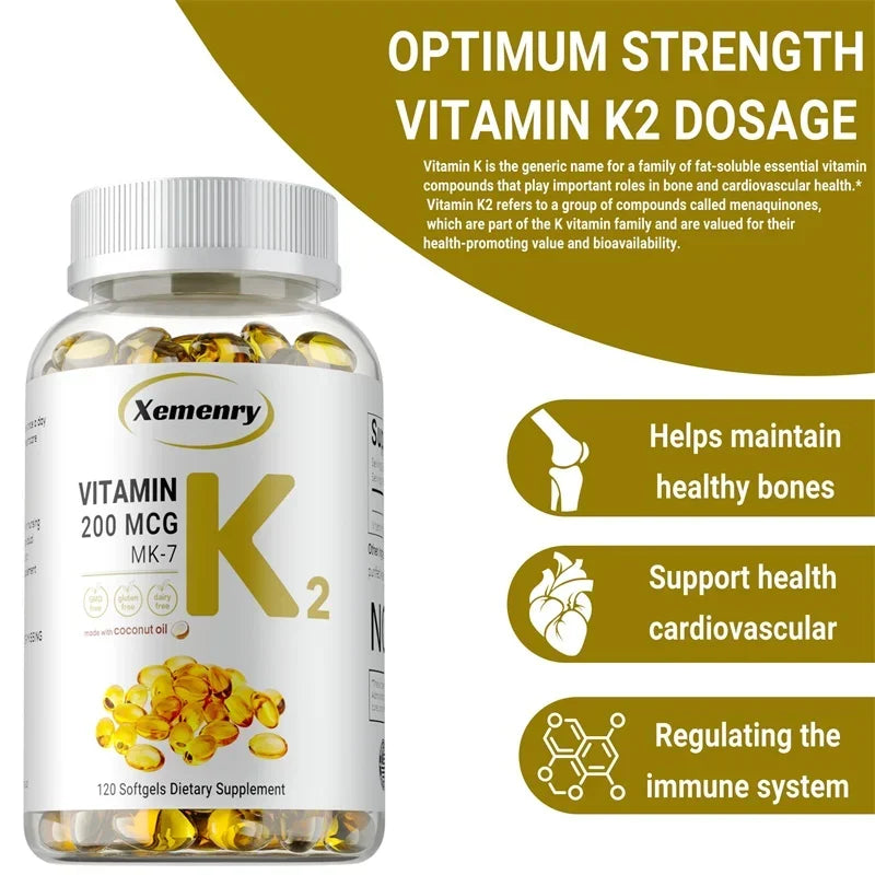 Supplément MK-7 de vitamine K2-Soutient la densité Sophia, les dents, la peau, la santé cardiaque et l'immunité