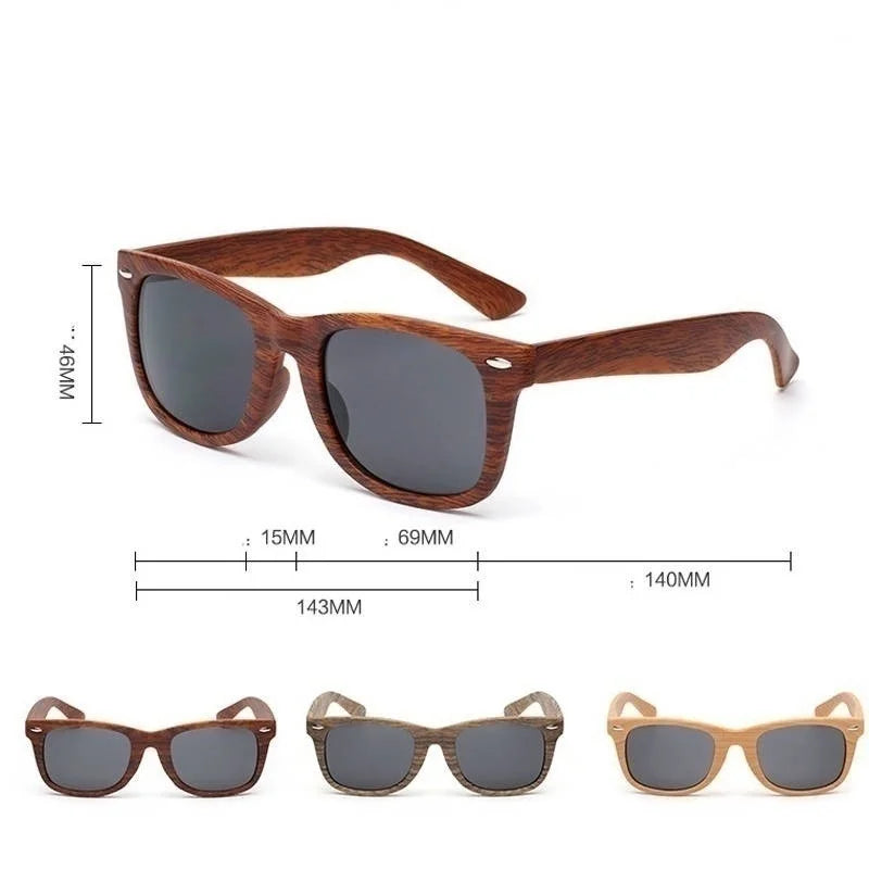 Lunettes de soleil rétro Vintage pour hommes et femmes, couleur bois, mode été, Grain de bois