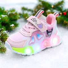 Enfants filles chaussures Led lumières enfants baskets filles chaussures de Sport décontractées bébé anti-dérapant rose violet dessin animé chaussures taille 21-30
