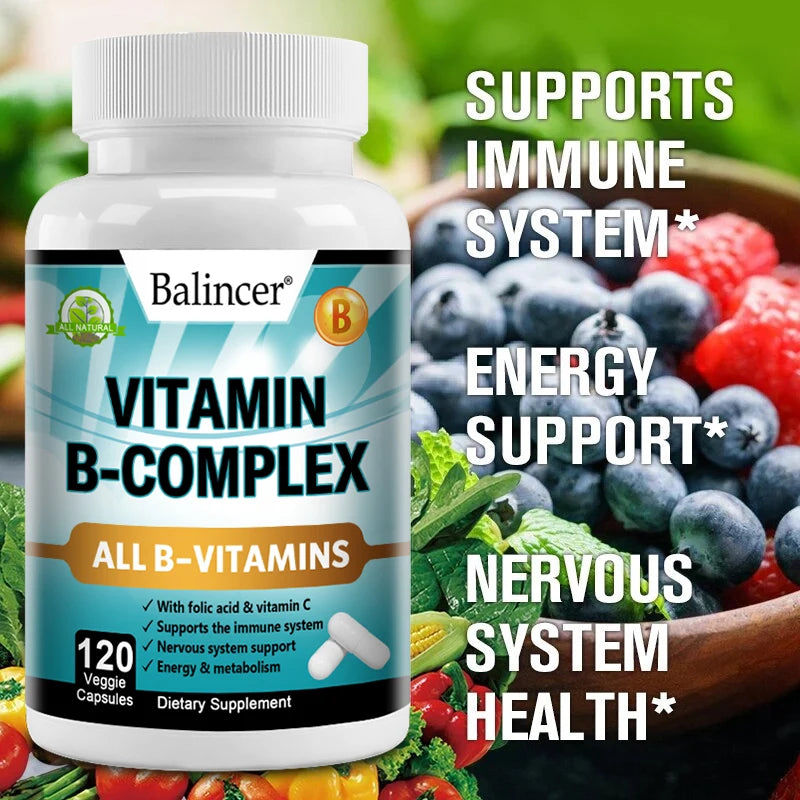 Complément complexe de vitamine B, contenant d'acide folique et de la vitamine C, soutient l'énergie, la santé immunitaire, le supplément antioxydant