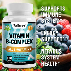 Complément complexe de vitamine B, contenant d'acide folique et de la vitamine C, soutient l'énergie, la santé immunitaire, le supplément antioxydant