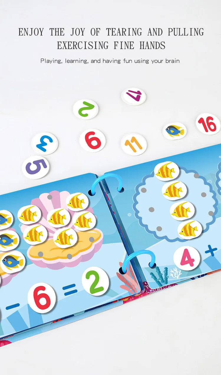 Livre occupé pour les tout-petits âgés de 2 à 6 ans, livre silencieux, activité d'apprentissage préscolaire, autocollant réutilisable et Velcro assorti Montessori Fine Mot