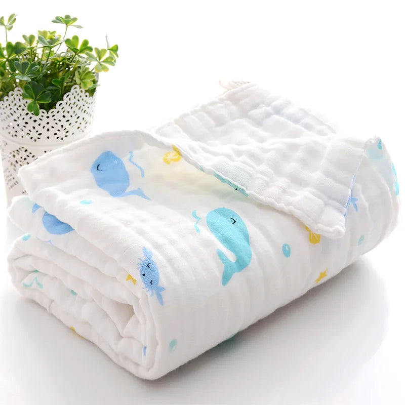 Serviette de bain pour bébé, couverture en coton pour garçon et fille, peignoir pour nouveau-né, gant de toilette en gaze à 4 couches, emmaillotage pour bébé