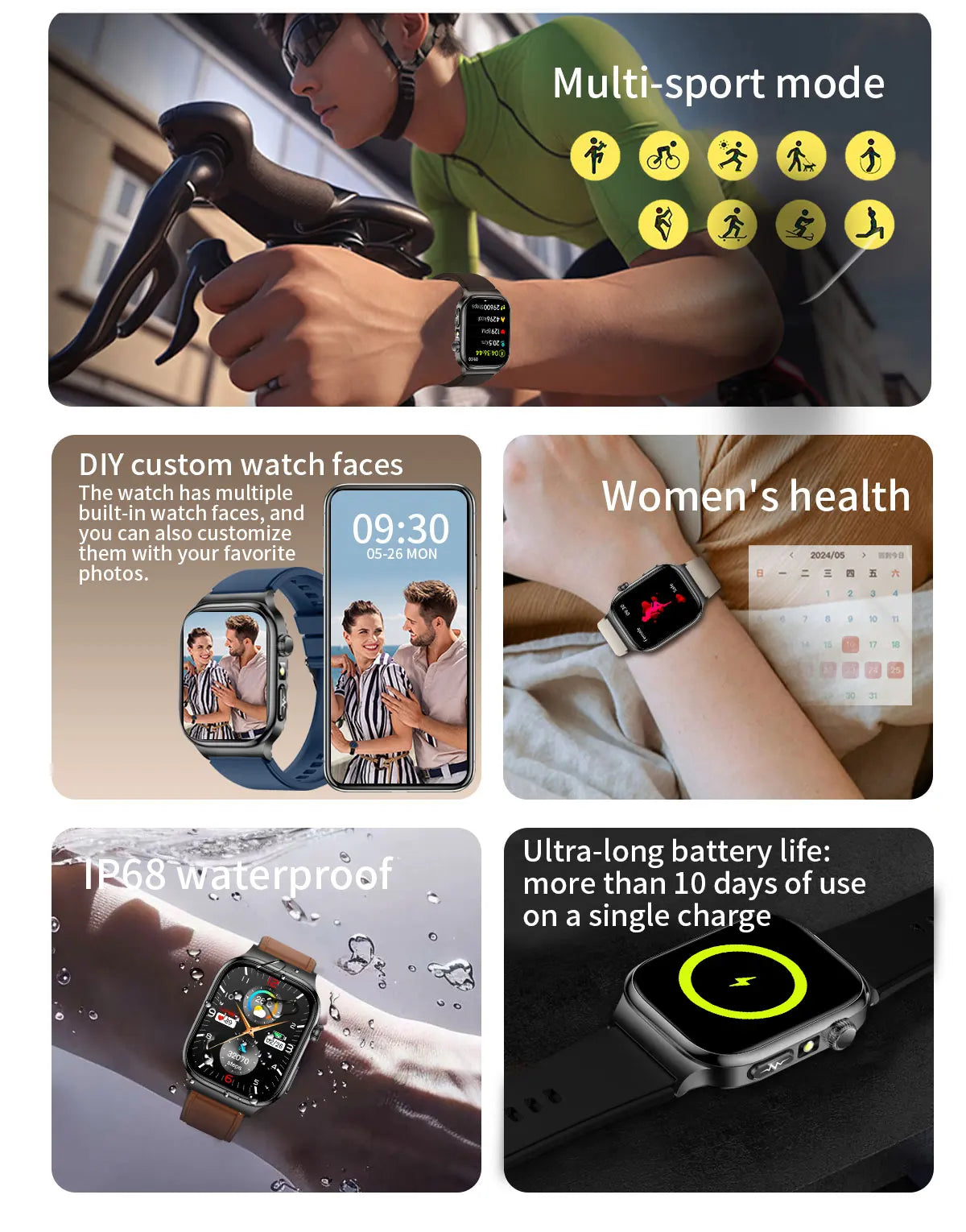 2025 nouvelle montre intelligente 2.04 pouces écran acide urique lipides sanguins composition corporelle cinq détecteurs 650mAh sport HD appel montre intelligente