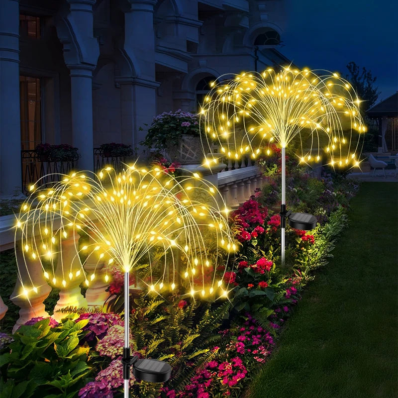 Le Patio solaire extérieur 420LED allume les lumières imperméables de paysage de fleur de feu d'artifice pour la voie de pelouse de cour