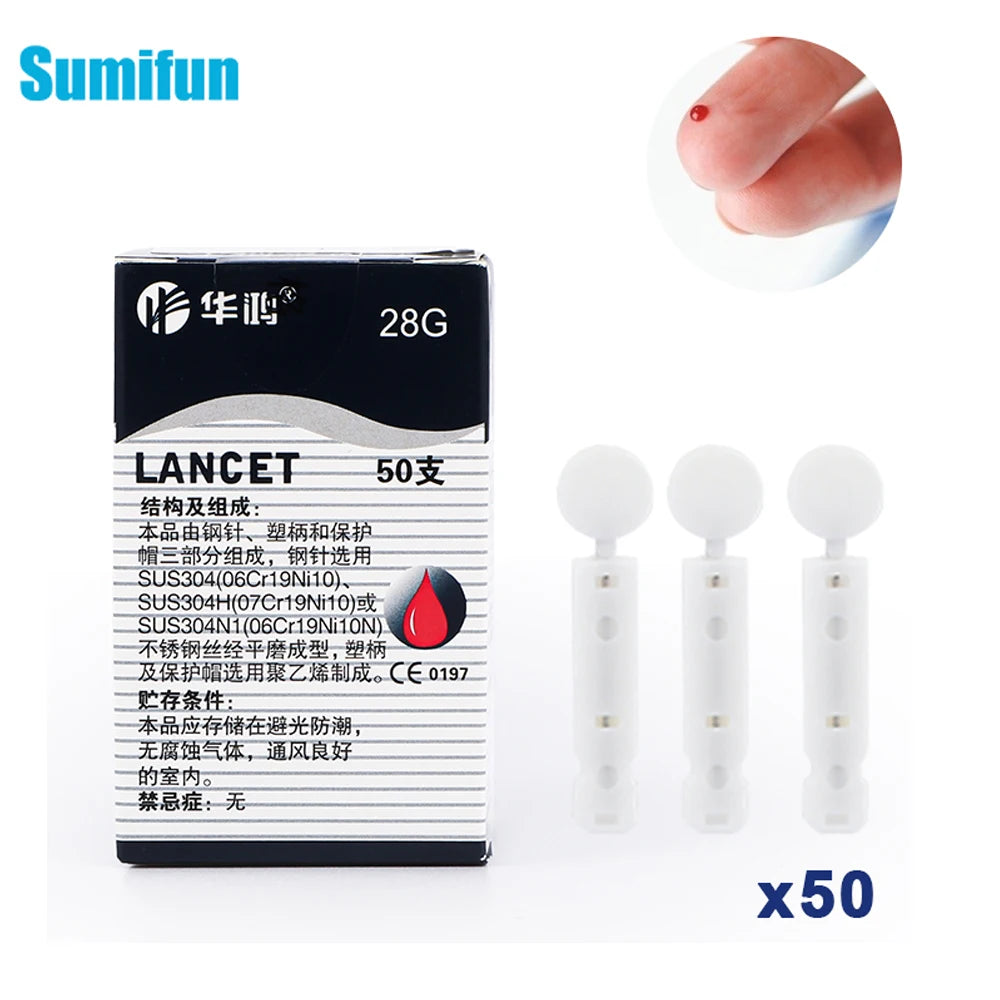 Kit de lancettes stériles pour stylo 28G, 50 pièces, aiguilles jetables pour mesurer le niveau du sucre dans le sang, accessoires médicaux pour le diabète