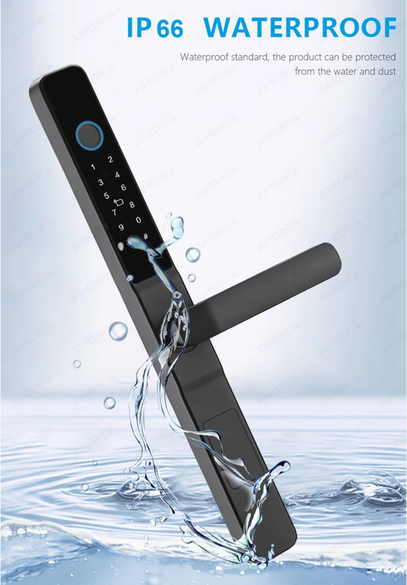 Serrure intelligente pour porte coulissante étanche, application TTLock Alexa, Code numérique par empreinte digitale, carte RFID, Anti-serrure électronique en verre d'aluminium