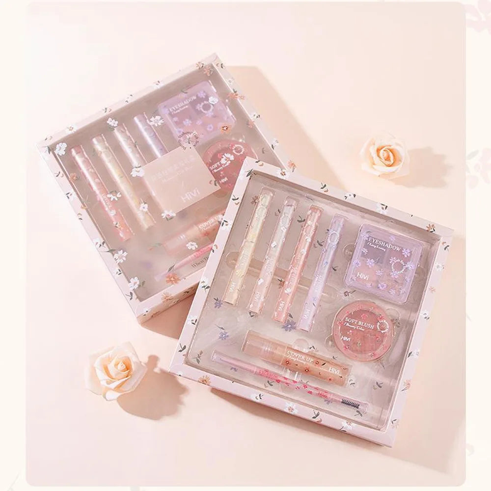 Ensemble de beauté 8 pièces avec rouge à lèvres, correcteur, fard à paupières, sourcils et fard à joues