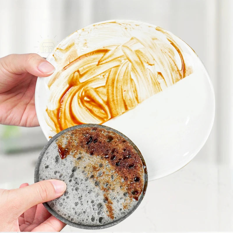 Éponge ronde à vaisselle de cuisine haute densité, douce et absorbante, pour nettoyer le Pot, tampon à récurer la rouille, pour enlever la éponge de nettoyage ménager
